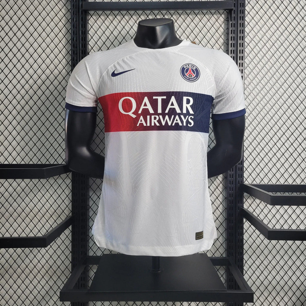 Maillot extérieur Paris 2023-2024 Le 12-ème, maillot de football avec logo et design officiel, vue de face.