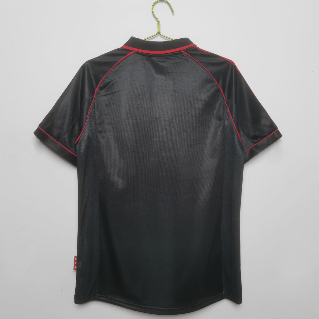 Maillot rétro de football AC Milan 1998-1999, maillot third de la saison, avec logo Le 12 -ème Maillot, en tissu bleu et blanc