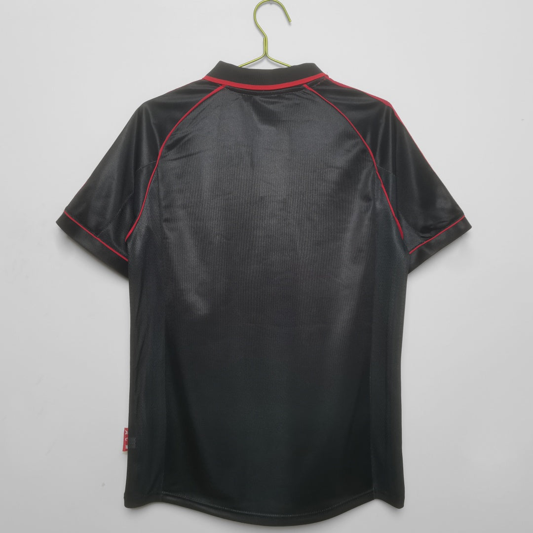 Maillot rétro de football AC Milan 1998-1999, maillot third de la saison, avec logo Le 12 -ème Maillot, en tissu bleu et blanc