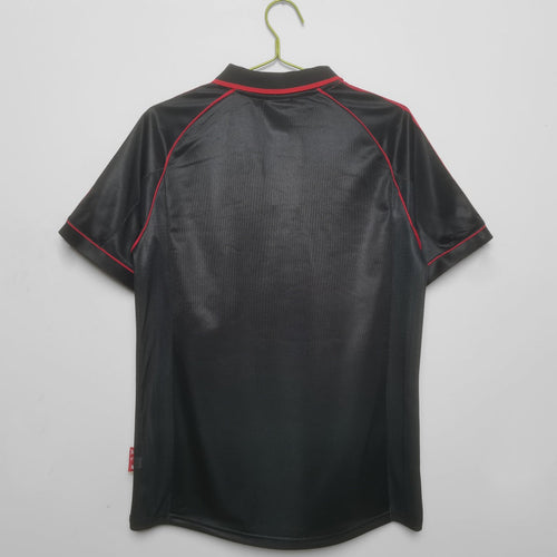 Maillot rétro de football AC Milan 1998-1999, maillot third de la saison, avec logo Le 12 -ème Maillot, en tissu bleu et blanc