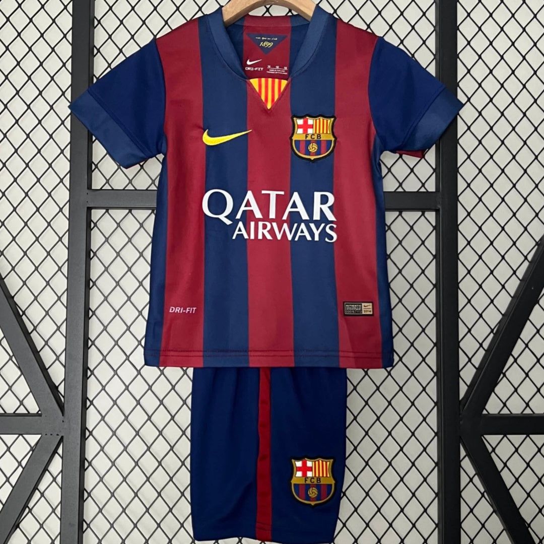 Maillot domicile rétro pour enfant 2014-2015 Barcelone, marque Le 12 -ème Maillot, avec motifs rouges et bleus.