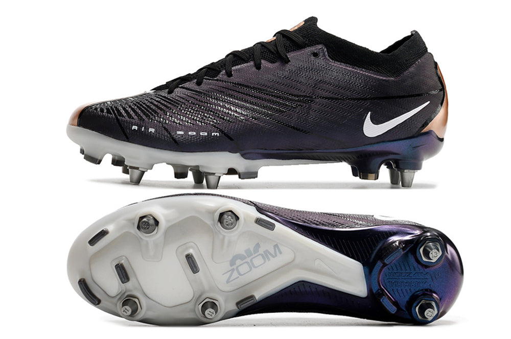 Crampons Mercurial Vapor XV Elite pour football, semelles en acier avec pointes pour meilleure adhérence sur le terrain.