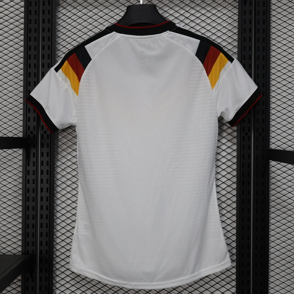 Maillot domicile Allemagne 25/26 pour femme, équipe nationale, en bleu avec logo et détails officiels, de la marque Le 12-ème Maillot.