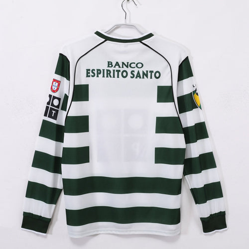 Maillot rétro Sporting CP domicile manches longues Le 12 -ème Maillot, année 2001-2003, en tissu sportif avec couleurs rouges et vertes