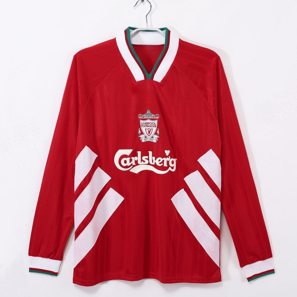 Maillot domicile rétro Liverpool 1993-1995 à manches longues, maillot de football vintage Le 12 -ème Maillot, style classique.