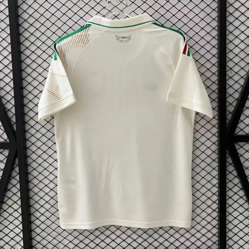 Maillot extérieur Wales 25/26 de la marque Le 12-ème, vue de face, couleurs rouges et vertes, logo et détails du kit national