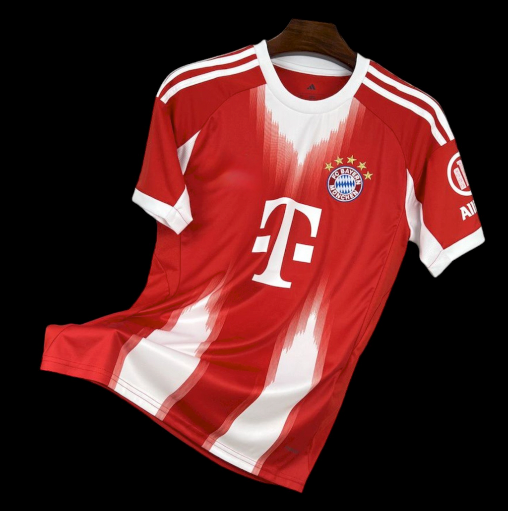 Maillot domicile Bayern Munich Le 12-ème Maillot pour enfants 25/26, maillot rouge avec logo du club et détails blancs.