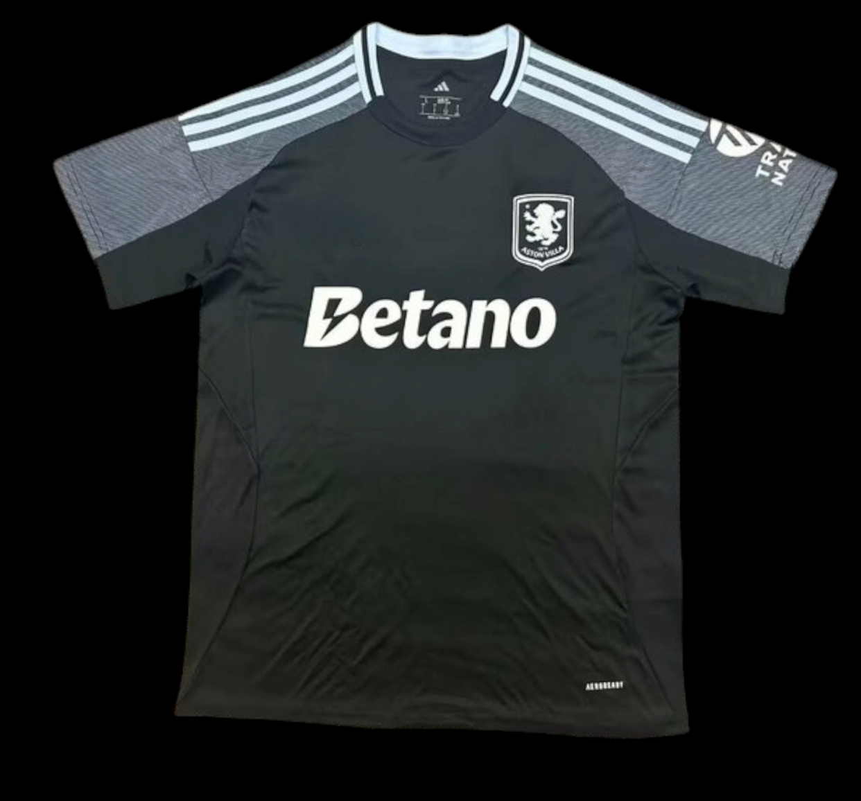 Maillot extérieur Aston Villa 25/26, marque Le 12-ème, vue de face avec logo et motifs distinctifs en bleu et claret.