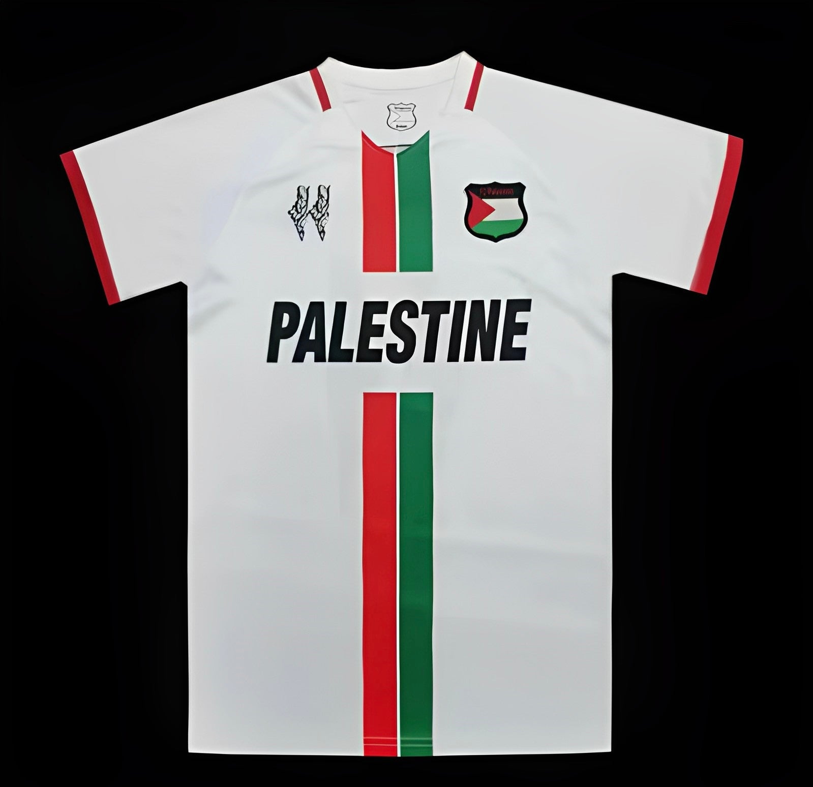 Maillot Palestine édition spéciale blanc 2023-2024 de la marque Le 12, vue de face avec détails du design.