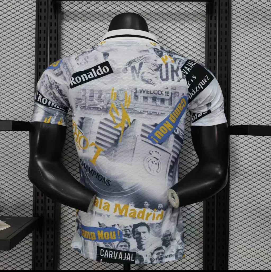 Maillot Real Madrid 2025/26 de la marque Le 12 -ème, vue en gros plan avec logo et détails du design.