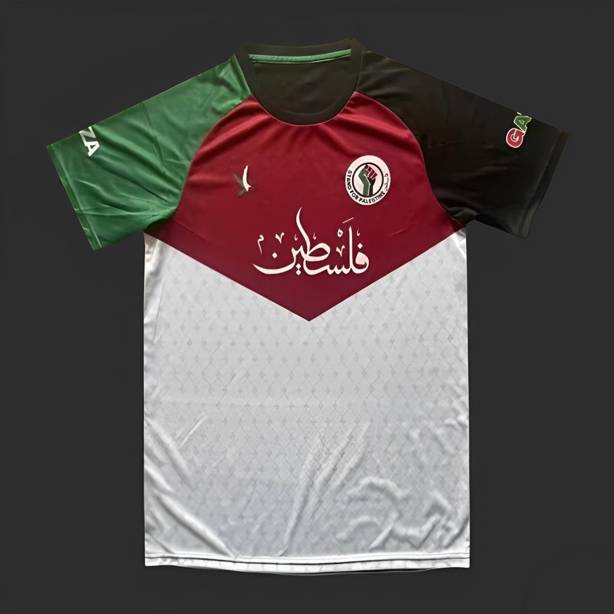 Maillot Palestine Édition « Stand For Gaza ! » 2023-2024, marque Le 12, vue de face avec logo et design coloré.