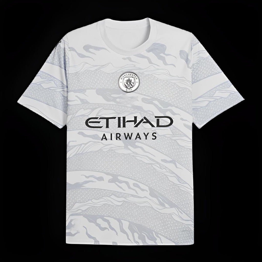 Maillot de football Manchester City Édition Nouvel An Chinois 2023-2024, marque Le 12 -ème Maillot, vue de face.