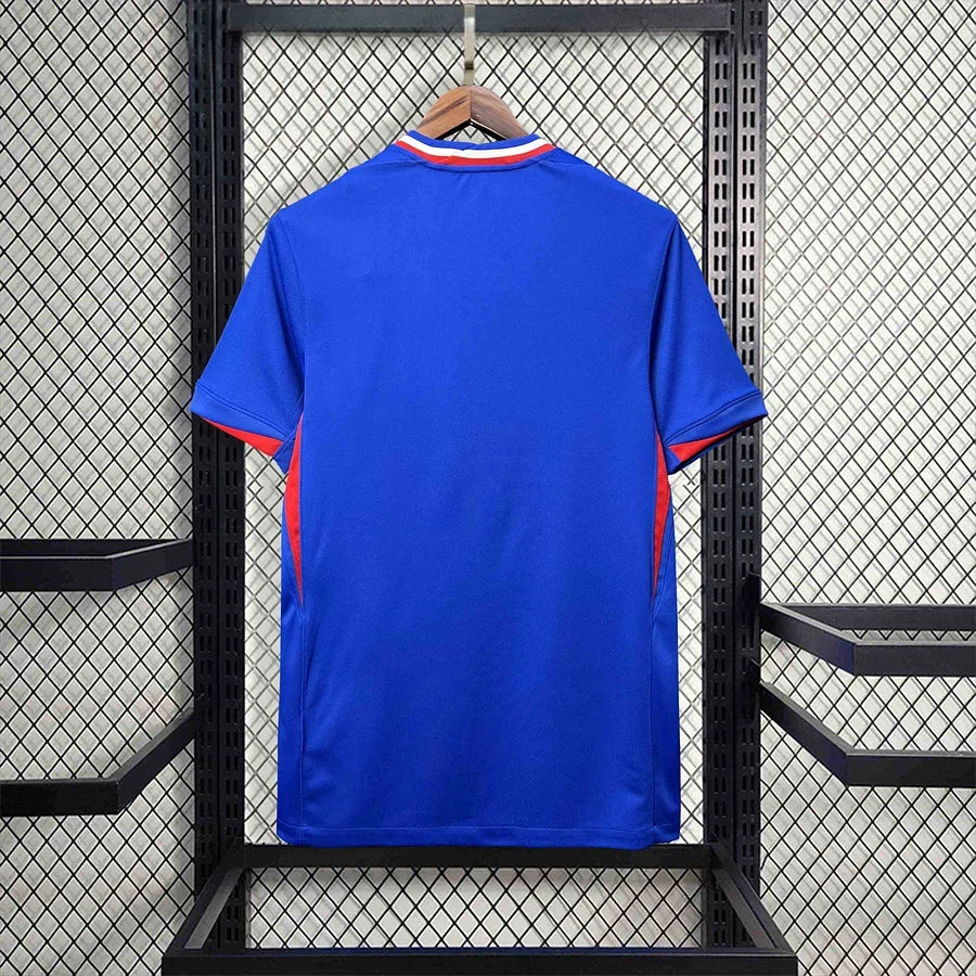 Maillot domicile de l'Équipe de France de football 2024-2025, marque Le 12 -ème Maillot, vue front avec logo et détails du maillot