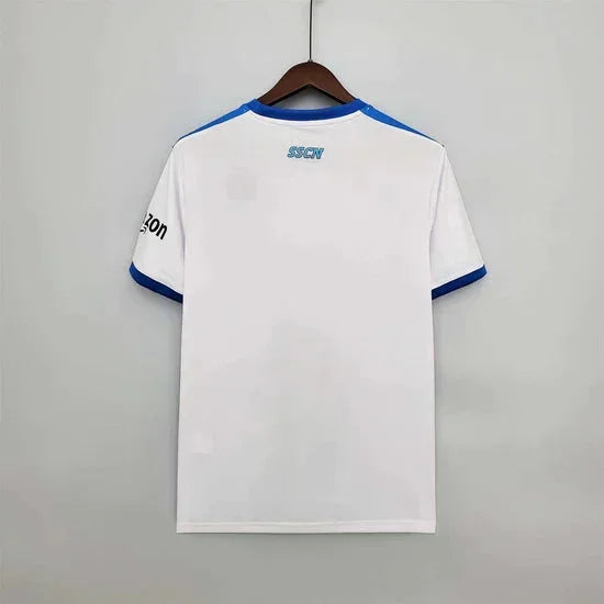 Maillot Naples édition Maradona 2021 de Le 12 -ème Maillot, maillot de football blanc avec logo et détails du design.