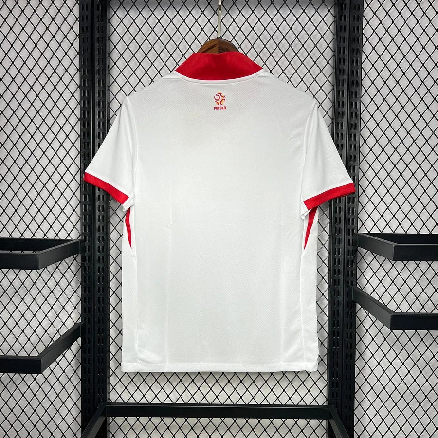Maillot de football Pologne 2024/25 Le 12 -ème Maillot, maillot officiel avec couleurs rouges et blanches, vue front.