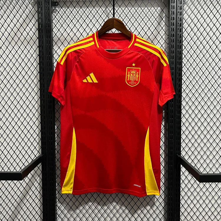 Maillot domicile de l'équipe d'Espagne 2024/25 Le 12, maillot de football avec logo officiel et design national.