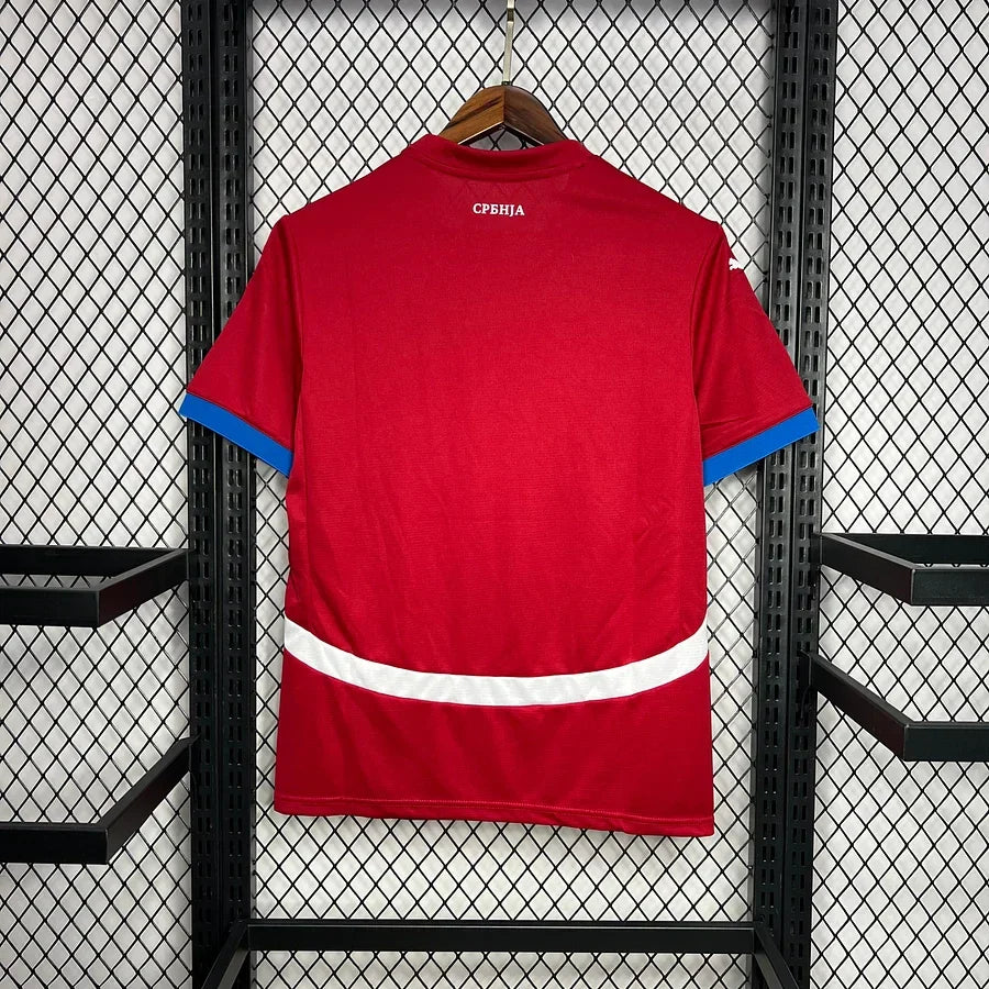 Maillot domicile de la Serbie 2024/25 Le 12 -ème Maillot, maillot de football avec logo national sur le devant.