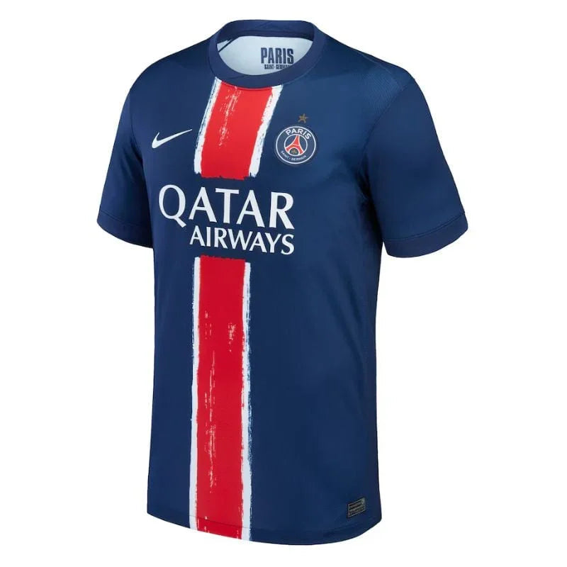 Maillot domicile PSG 2024/25 Le 12 -ème Maillot avec étoile, maillot de football bleu avec logo du PSG et détails blancs.
