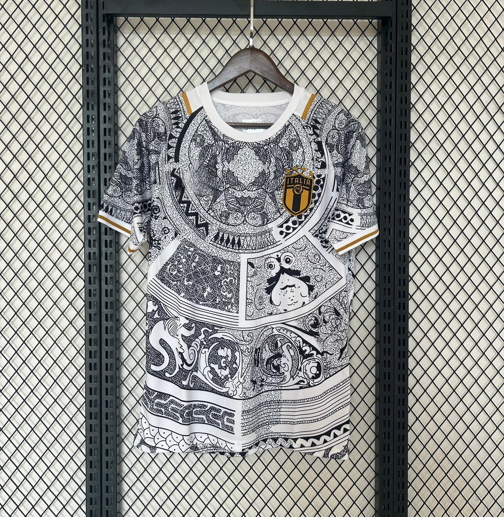 Maillot 24/25 Italie Blanc Le 12 -ème Maillot, maillot de football blanc avec logo et détails de l'équipe nationale italienne