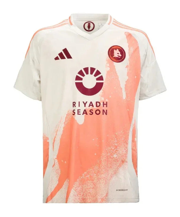 Maillot extérieur de football AS Roma 2024/25, marque Le 12 -ème, vue frontale avec logo et détails du maillot.