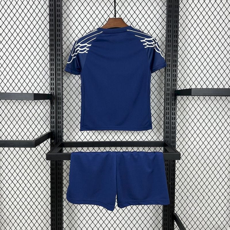 Ensemble pour enfant PSG bleu de Le 12-ème Maillot, maillot et short assortis pour jeunes fans de football.