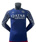 Maillot de football PSG bleu manches longues Le 12 -ème Maillot, maillot joueur 25/26, détail du logo et design du maillot.