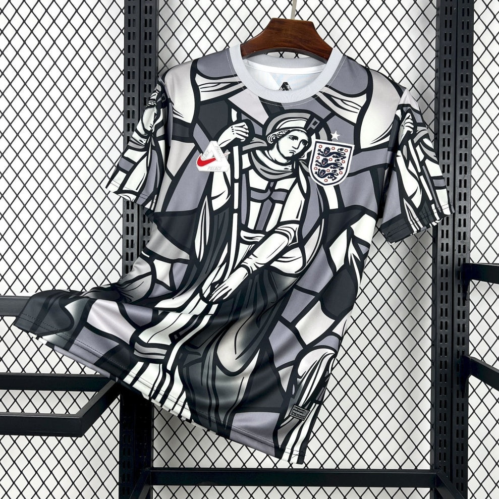Maillot de football gris 25/26 Angleterre Le 12 -ème Maillot, design spécial, vue front avec détails du maillot.