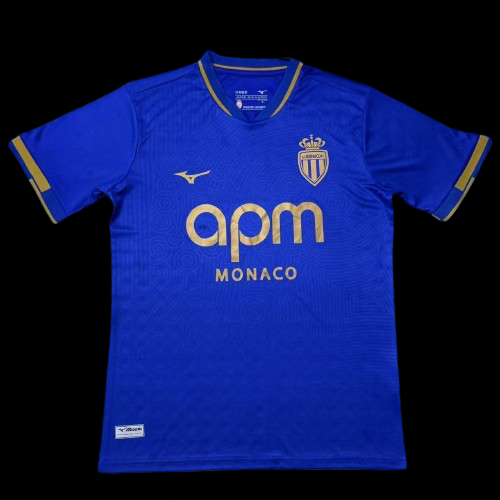 Maillot extérieur 25/26 AS Monaco Le 12 -ème Maillot, maillot de football bleu avec logo du club et détails blancs.