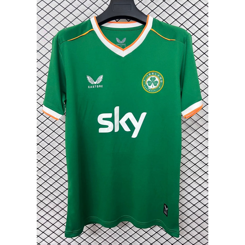 Maillot de football vert pour enfants 25/26 ans, marque Le 12 -ème Maillot, avec logo de l'équipe d'Irlande.