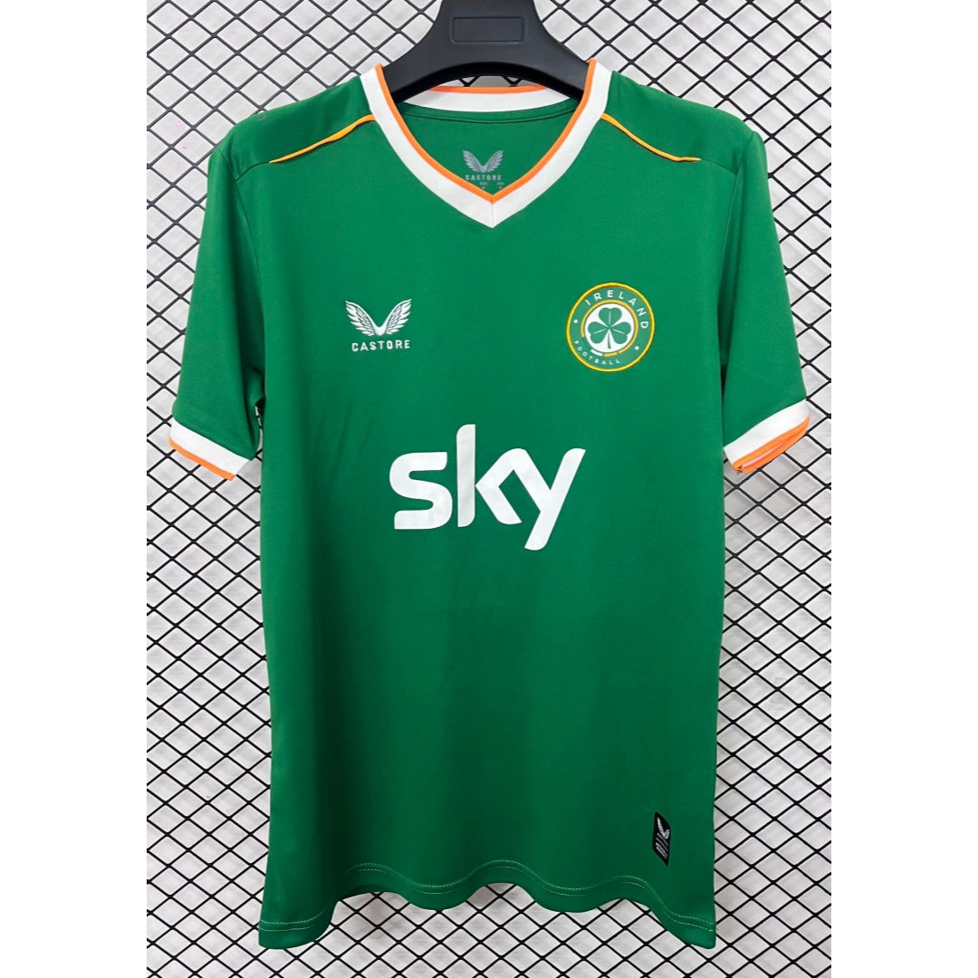 Maillot de football vert pour enfants 25/26 ans, marque Le 12 -ème Maillot, avec logo de l'équipe d'Irlande.