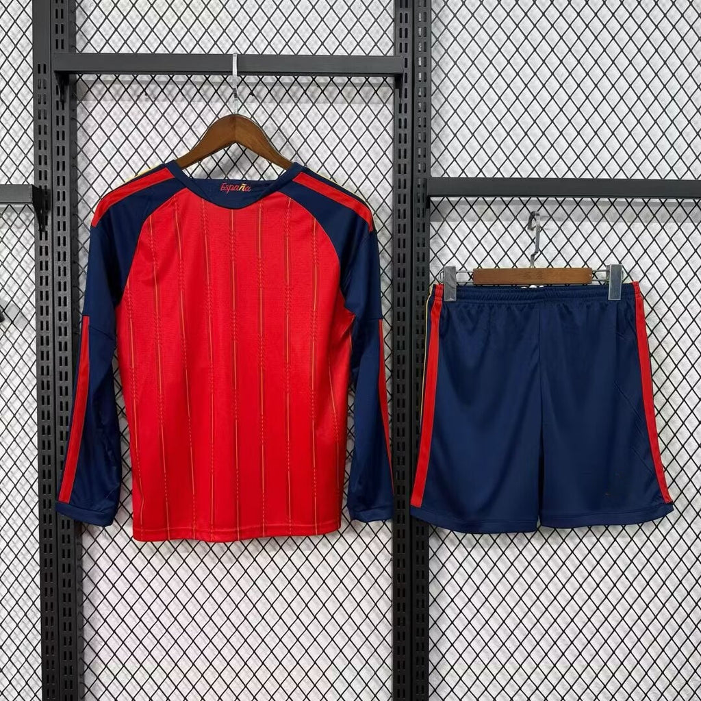 Maillot de football domicile Espagne 25/26 homme manches longues, marque Le 12 -ème Maillot, devant blanc et rouge.