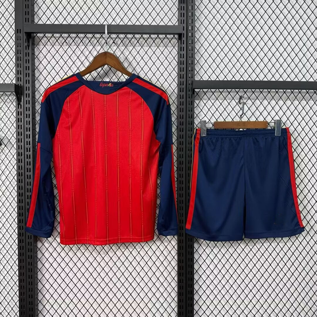 Maillot de football domicile Espagne 25/26 homme manches longues, marque Le 12 -ème Maillot, devant blanc et rouge.