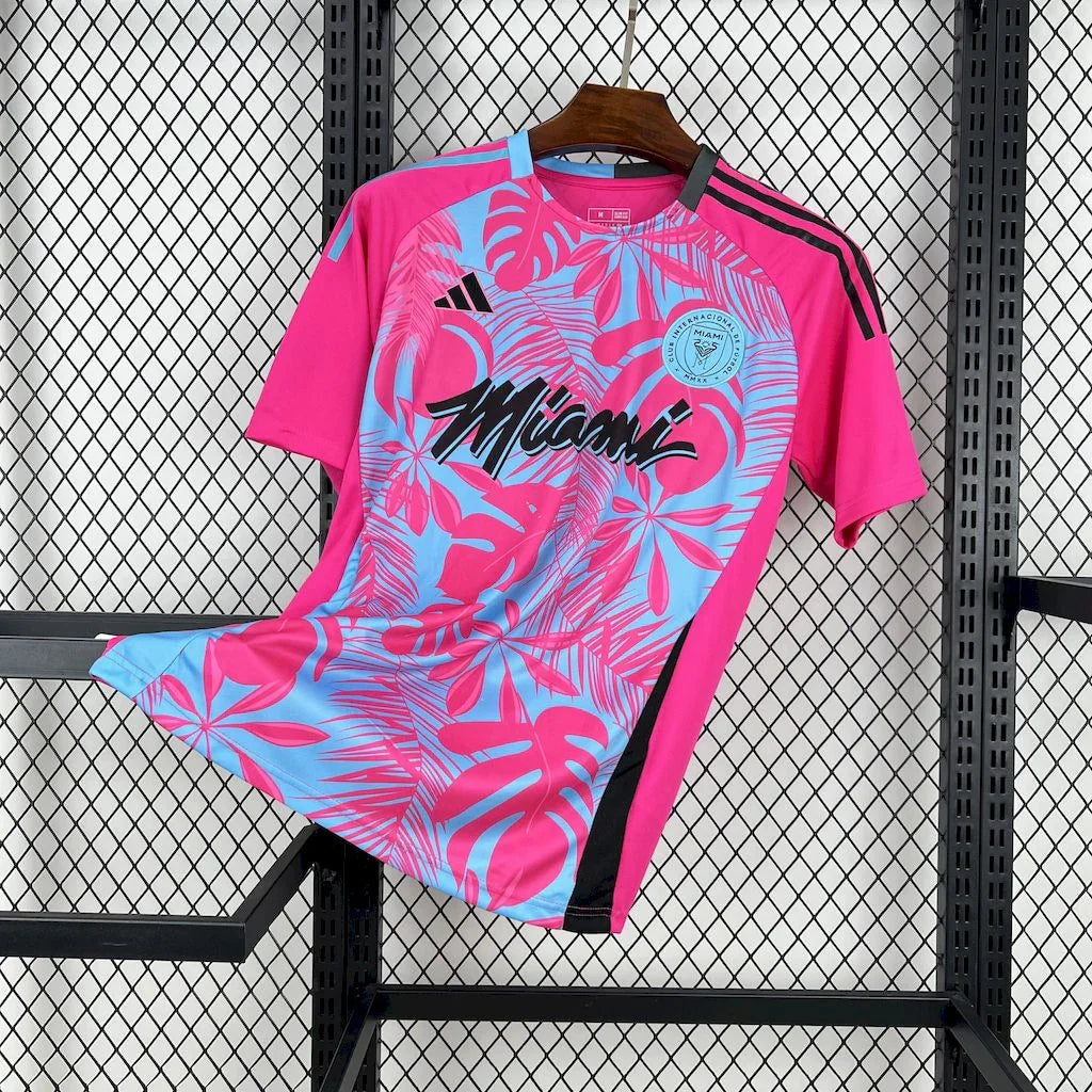 Maillot de football Inter Miami pour enfants 25-26 ans, marque Le 12-ème Maillot, vue frontale en tissu léger.