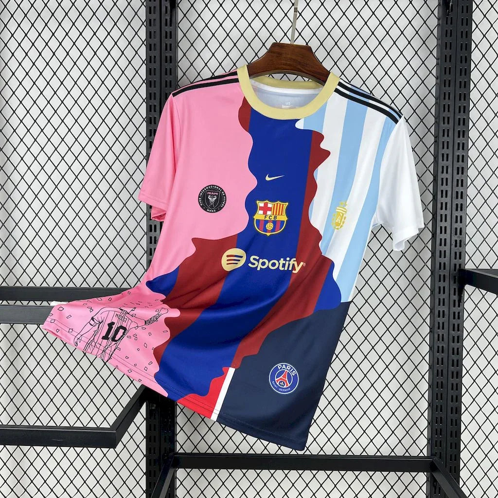 Maillot Messi concept 2025-26 de Le 12 -ème Maillot, vue frontale avec logos et design moderne, tissu sportif bleu et blanc.