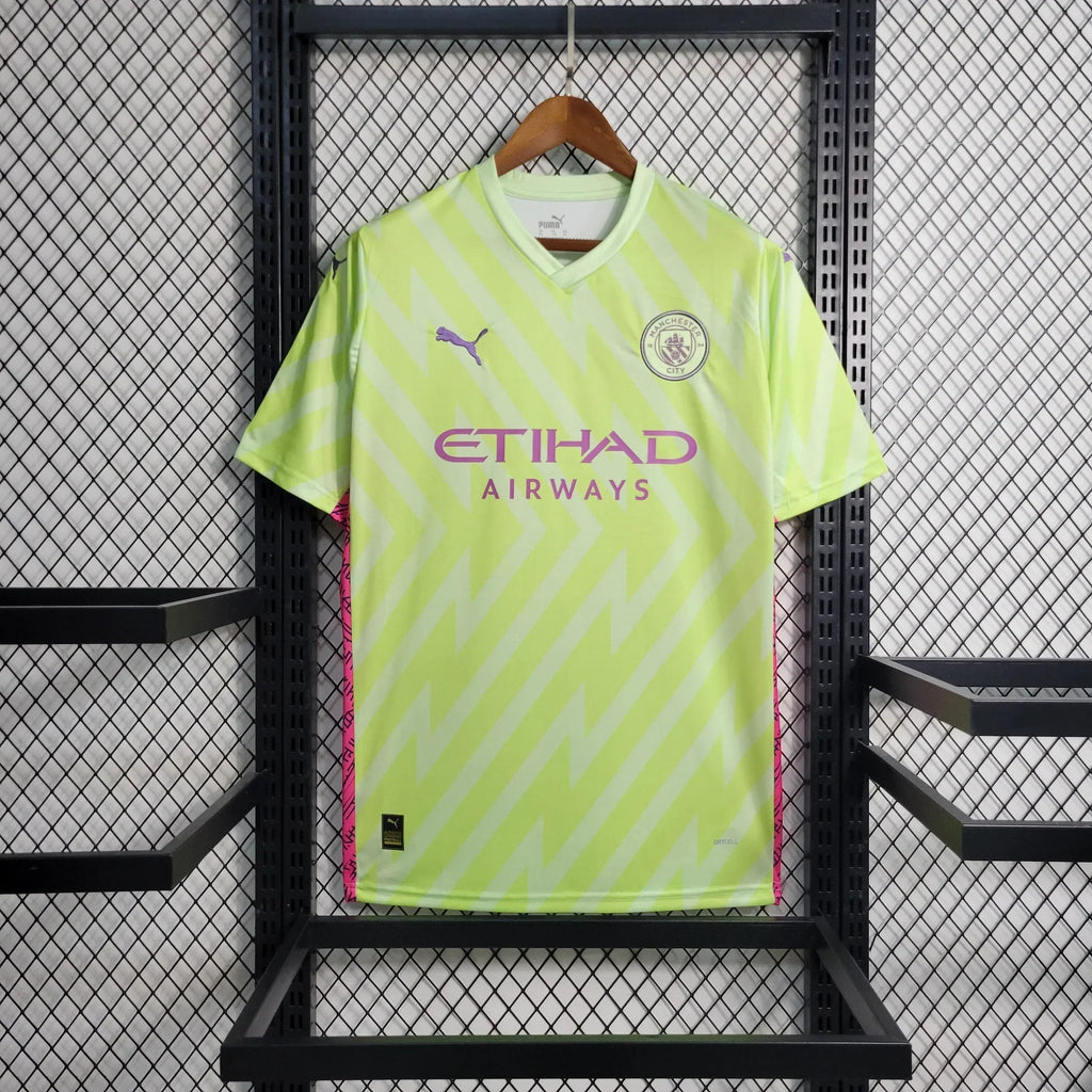 Maillot de gardien Manchester City 2023 2024 Le 12 -ème Maillot, maillot de football avec logo et détails en bleu et blanc