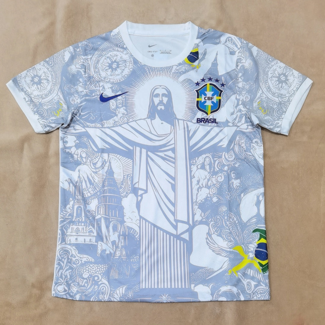 Maillot blanc Brésil 25/26 Le 12 -ème Maillot, maillot de football pour juniors avec logo et design spécial.