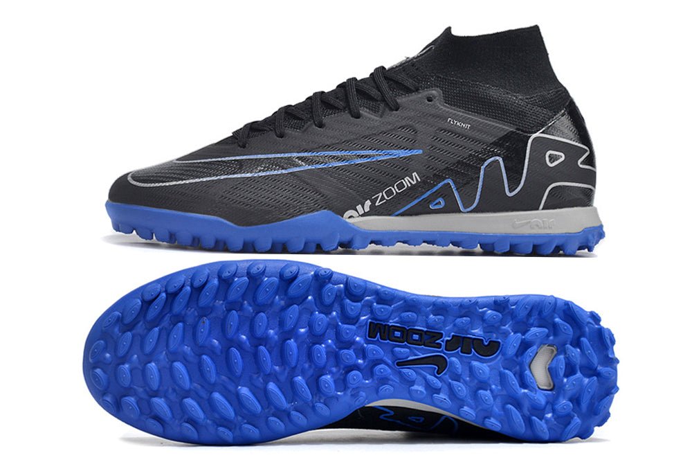 Crampons Nike Mercurial Superfly IX Elite, chaussure de football avec semelles en acier pour traction optimale.