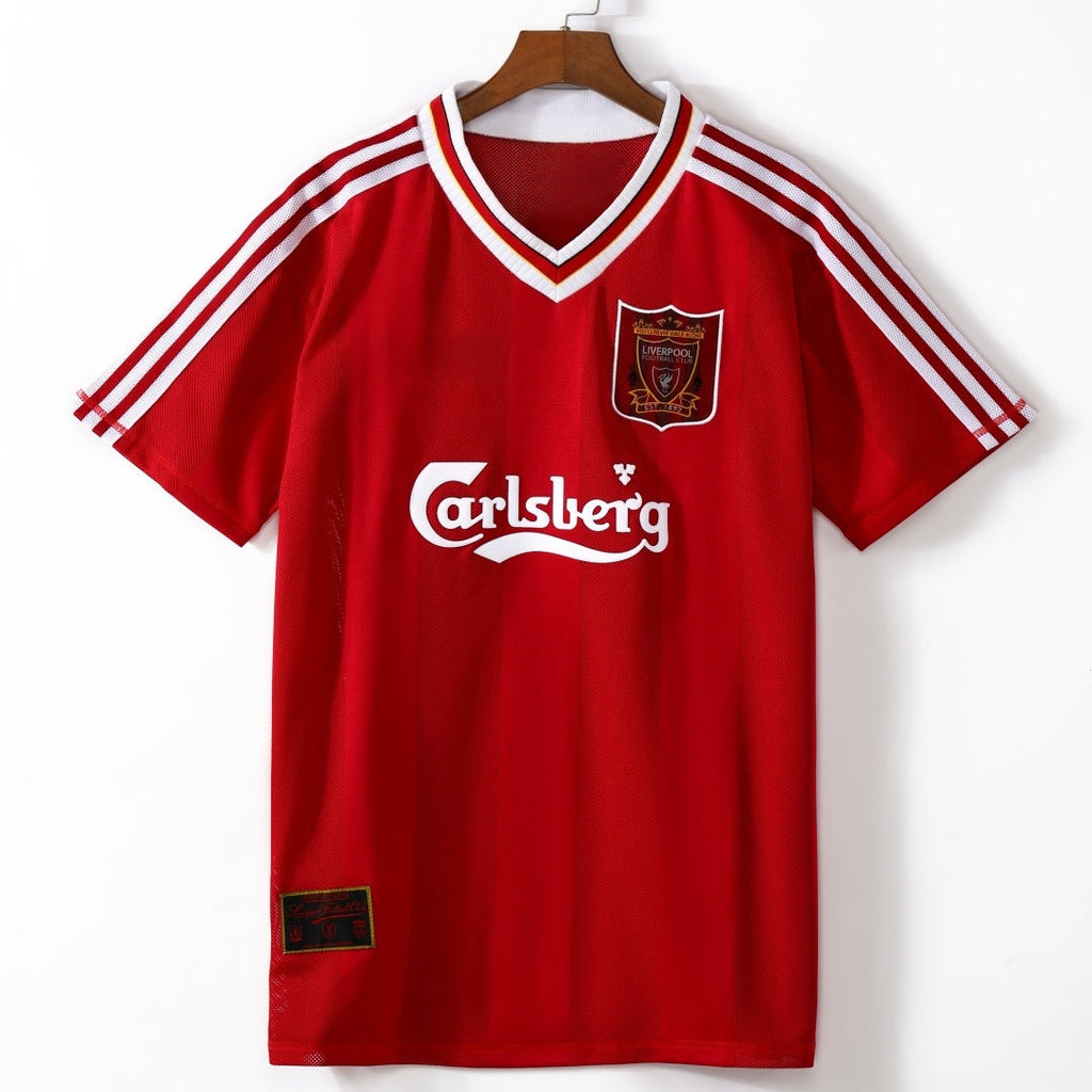 Maillot domicile Liverpool 1995-1996 rétro, marque Le 12, avec logo et design classique, vue de face.