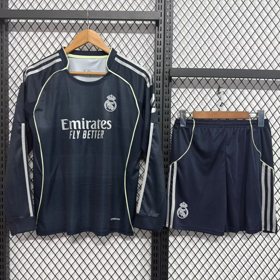 Ensemble maillot extérieur Real Madrid 25/26 pour adulte, manches longues, marque Le 12 -ème Maillot, uniforme de football.