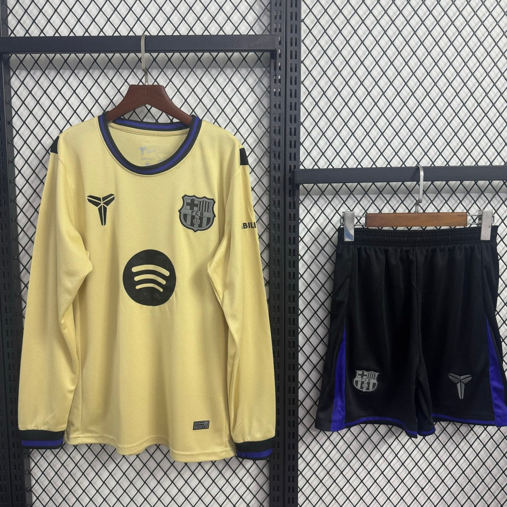 Ensemble pour adulte Le 12 -ème Maillot Barcelone Extérieur, manches longues, vêtement de sport bleu marine et blanc.