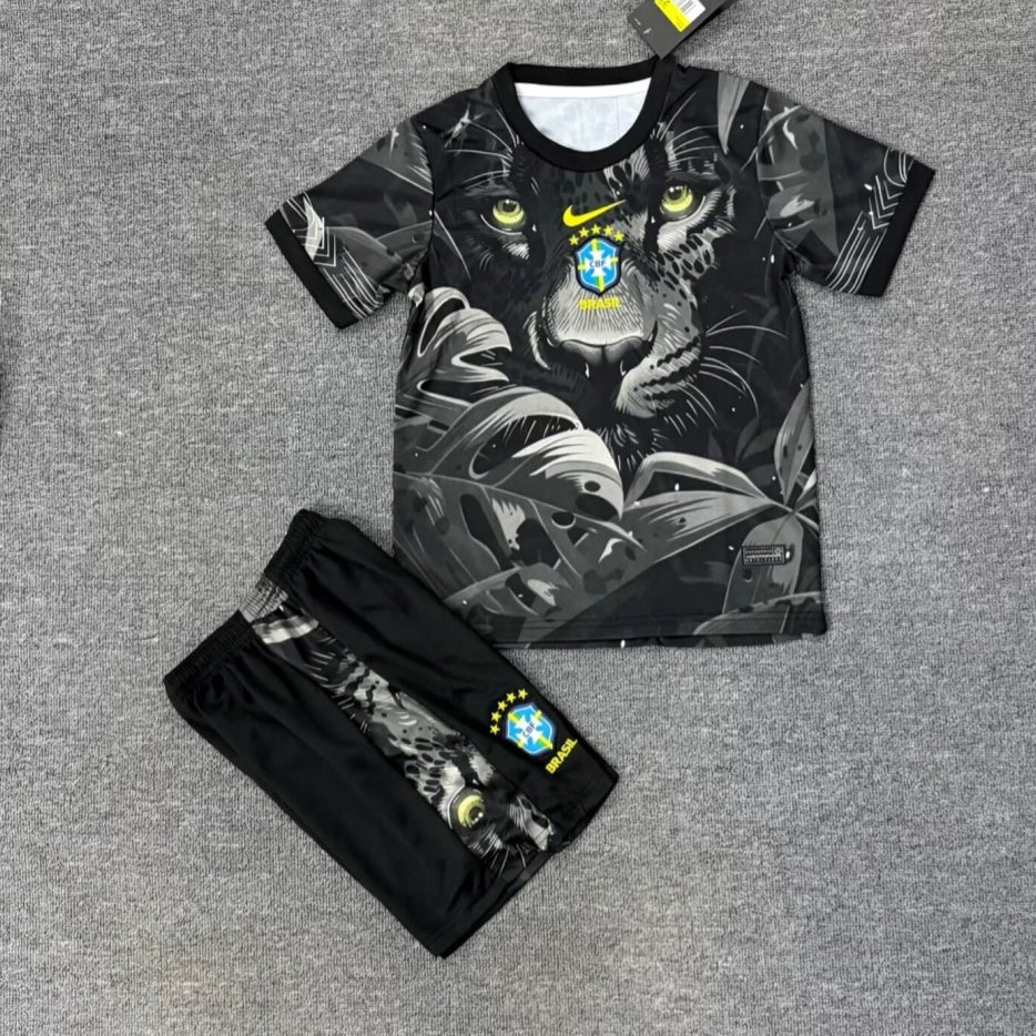 Ensemble enfant Brésil spécial noir, maillot Le 12 -ème Maillot, veste et pantalon pour garçons, style sportif et confortable.