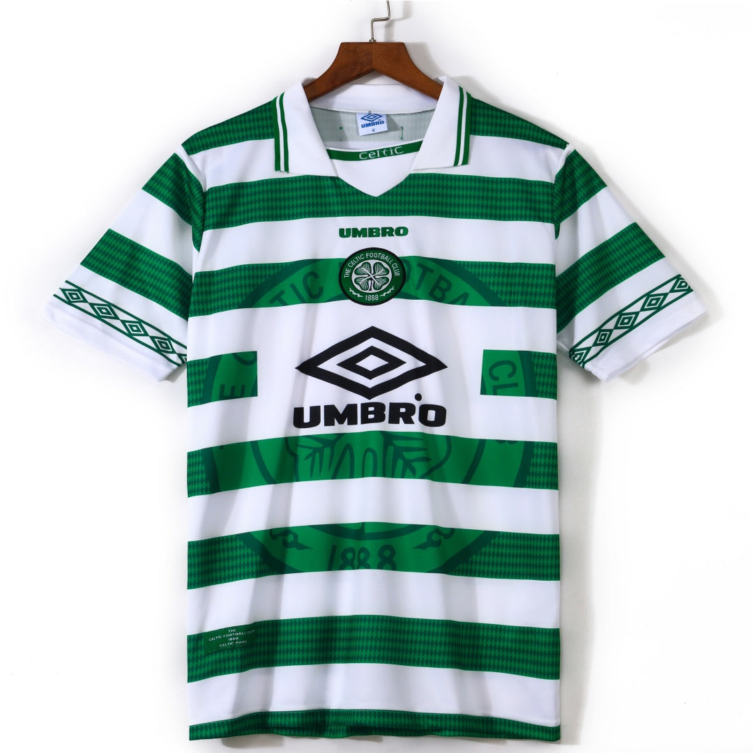 Maillot domicile Celtic 1998-1999 rétro, marque Le 12 -ème Maillot, avec logo et couleurs traditionnelles du club.