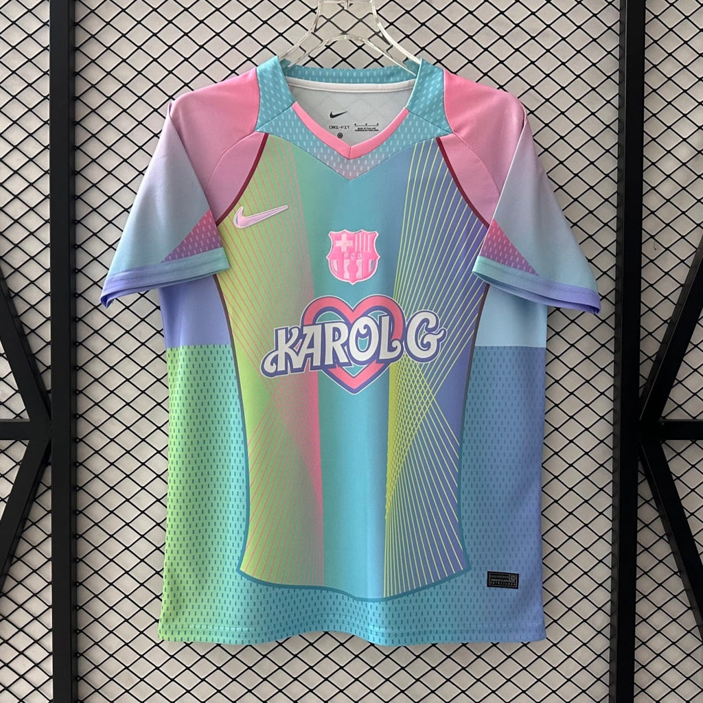 Maillot FC Barcelone bleu pour enfants 25/26 ans, fabriqué par Le 12 -ème Maillot, affichant le logo du club et détails de style.