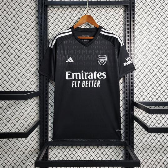 Maillot de gardien Arsenal 2023-2024 Le 12-ème Maillot, maillot de football avec logo et détails en bleu et blanc.