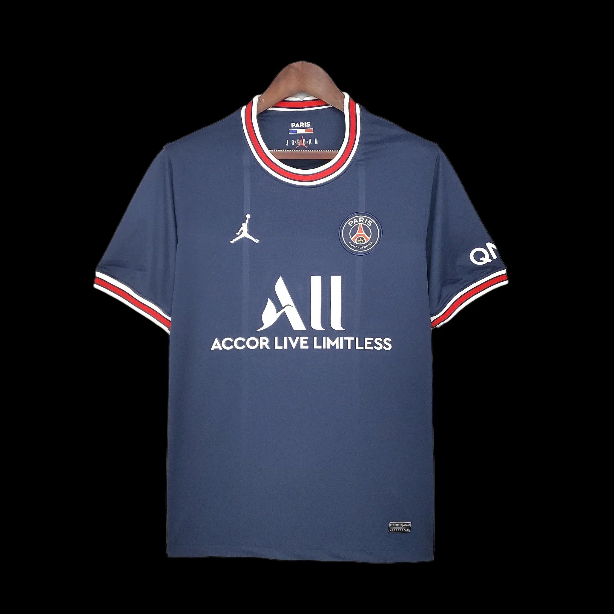 Maillot domicile PSG 21/22 Le 12 -ème Maillot, maillot de football bleu avec logo du Paris Saint-Germain et détails rouges.