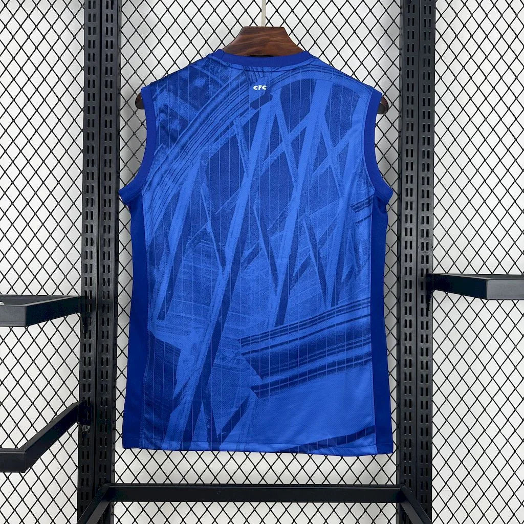 Maillot Chelsea sans manches 2025-26 Le 12 -ème Maillot, devant avec logo du club et design moderne.