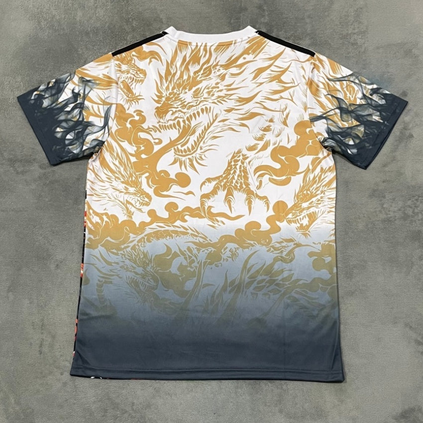 Maillot Real Madrid 24/25 Le 12-ème avec design dragon, maillot de football officiel, devant du maillot avec logo et détails.