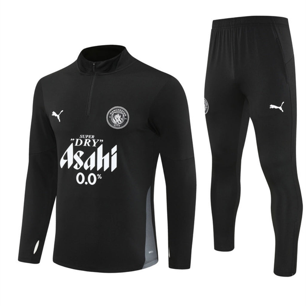 Ensemble Manchester City noir pour enfants, maillot de football Le 12-ème Maillot, design avec logo de l'équipe.