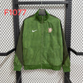 Veste coupe-vent réversible Chelsea verte de la marque Le 12 -ème Maillot, visible de face avec capuche et poches latérales.