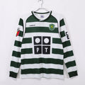Maillot rétro domicile Sporting CP 2001-2003 à manches longues, marque Le 12 -ème Maillot, modèle de football vintage.